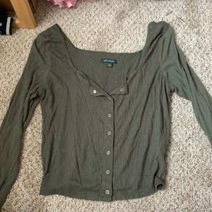 Olive green button up long sleeve